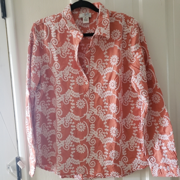 OSO Casuals Embroidered Shirt Long Sleeve Button Neck XL - Picture 2 of 8